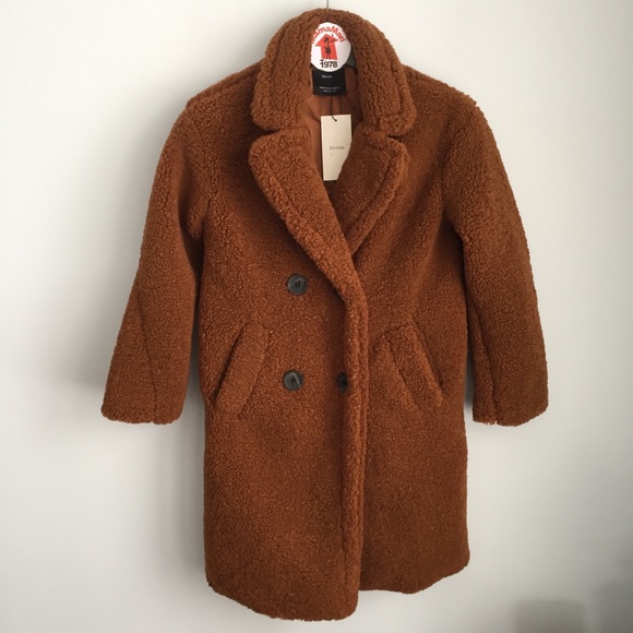 Nwt Bershka Brown Teddy Coat 